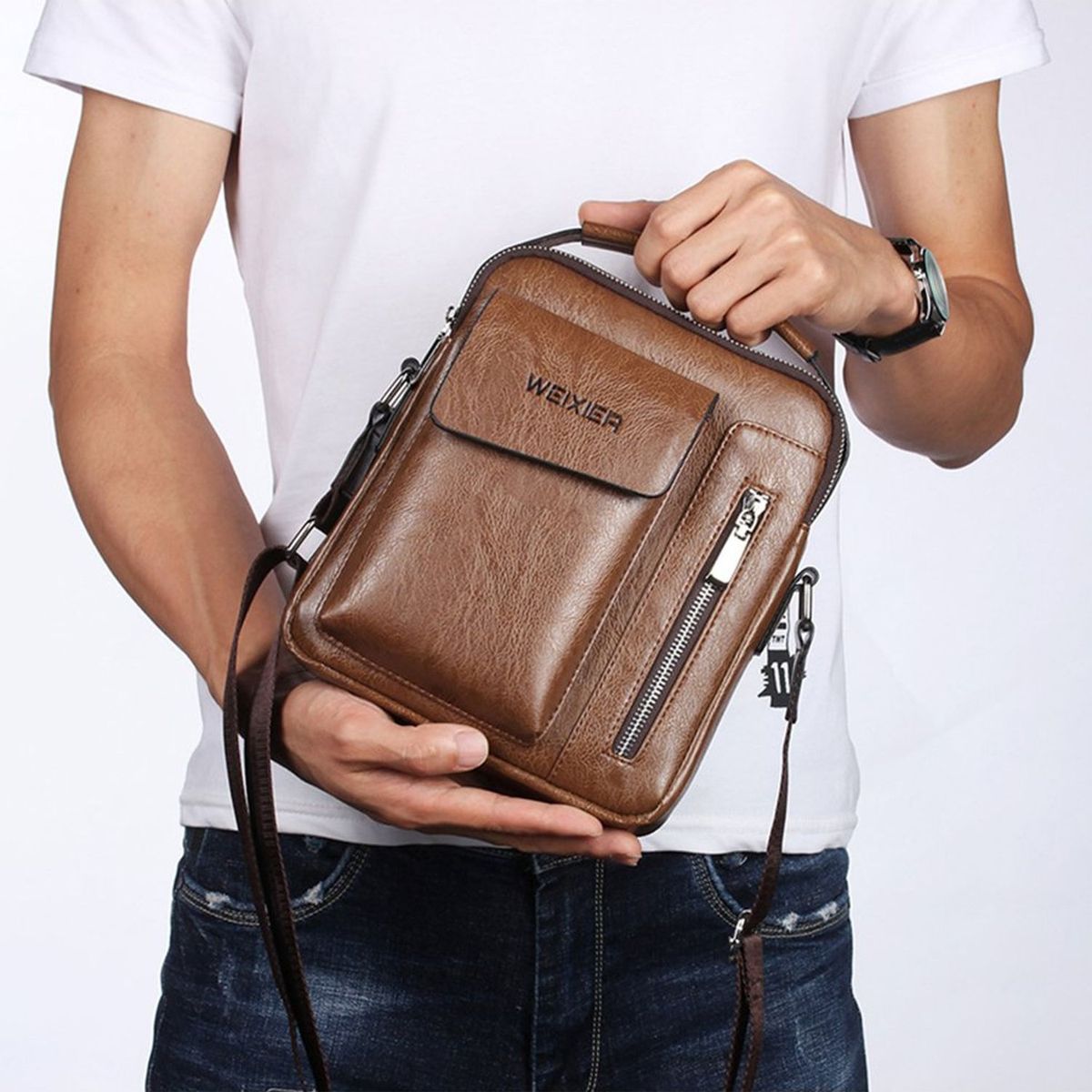 TIOZONEY - Bolso de PU para hombre