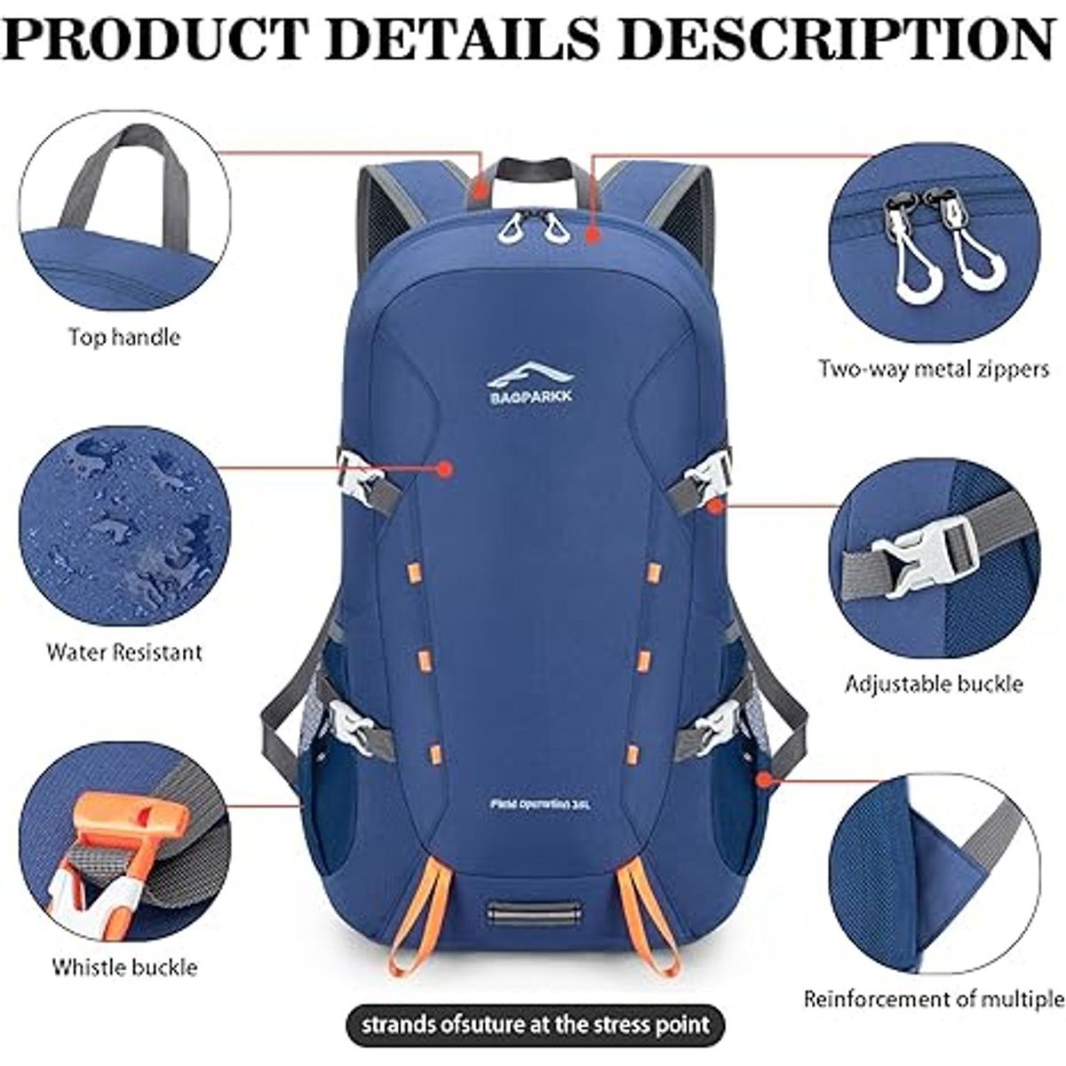 TIOZONEY - Mochila de senderismo de viaje ligera de 35L