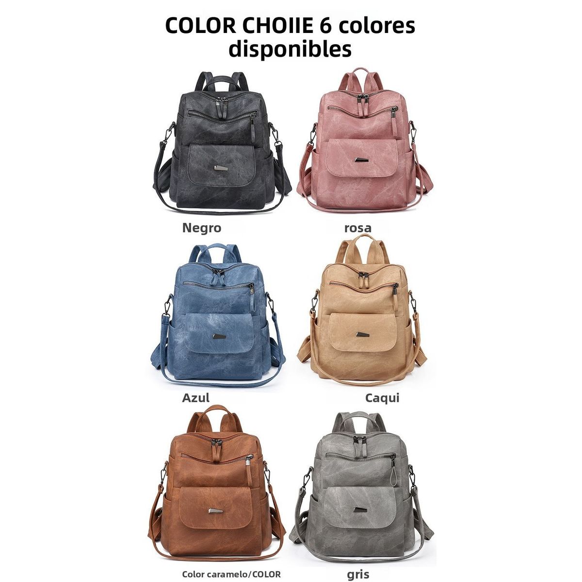 TIOZONEY - Mochila Cartera Urban Chic PU PU Mujer a la Moda Multiuso
