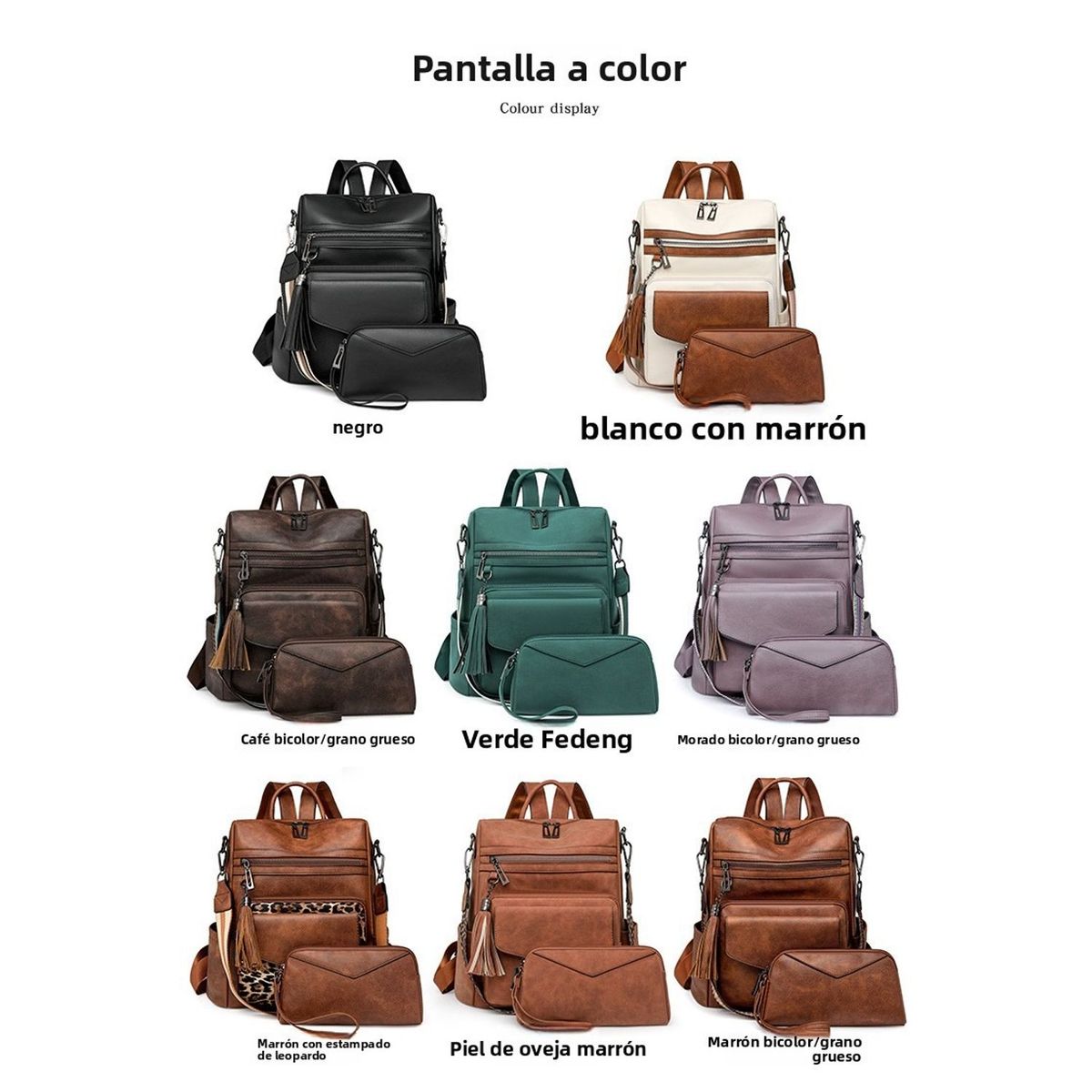 TIOZONEY - Mochila Cartera Urban Chic PU PU Mujer a la Moda Multiuso