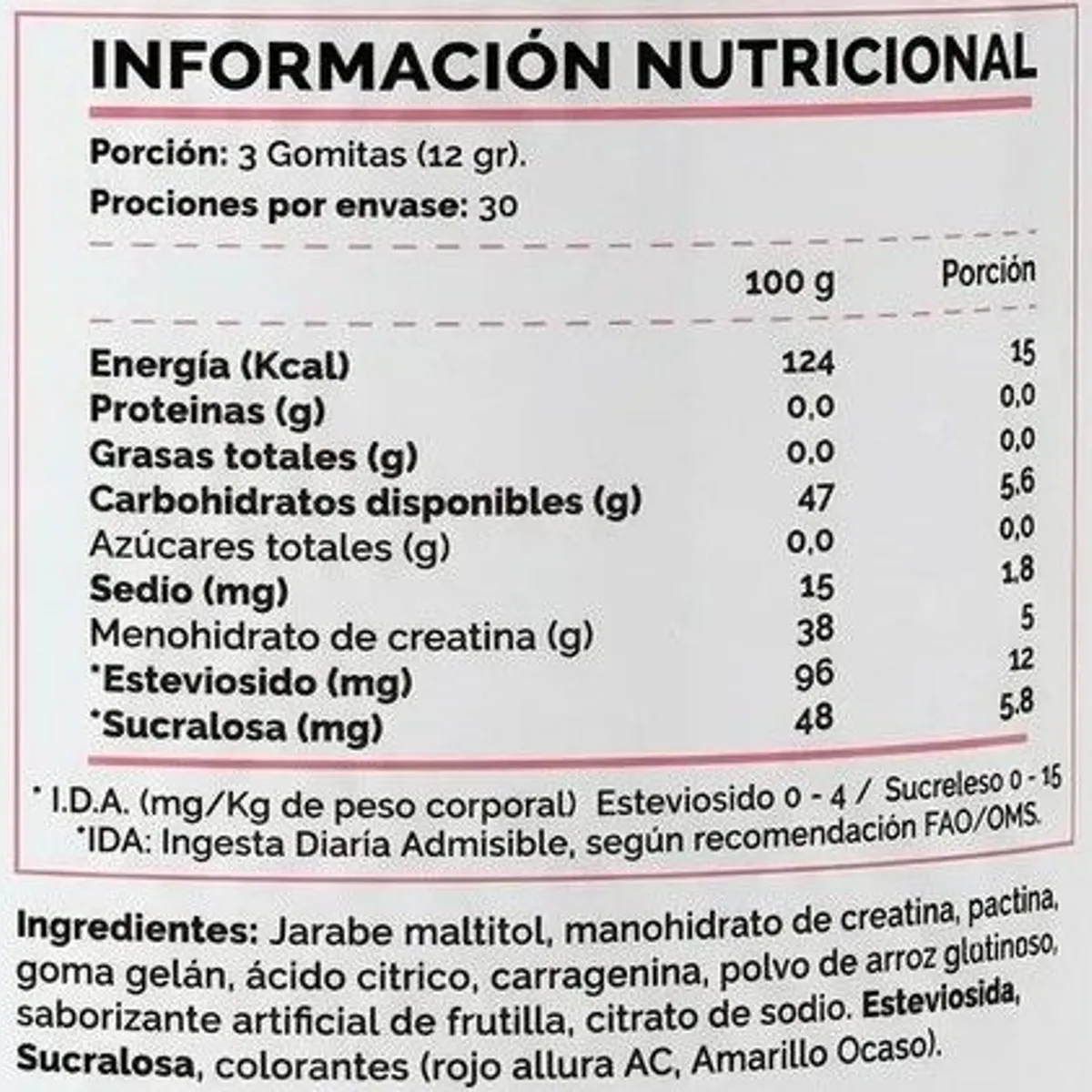 4ACTIVE - CREATINA MONOHIDRATADA GOMITAS 360GR - 4ACTIVE