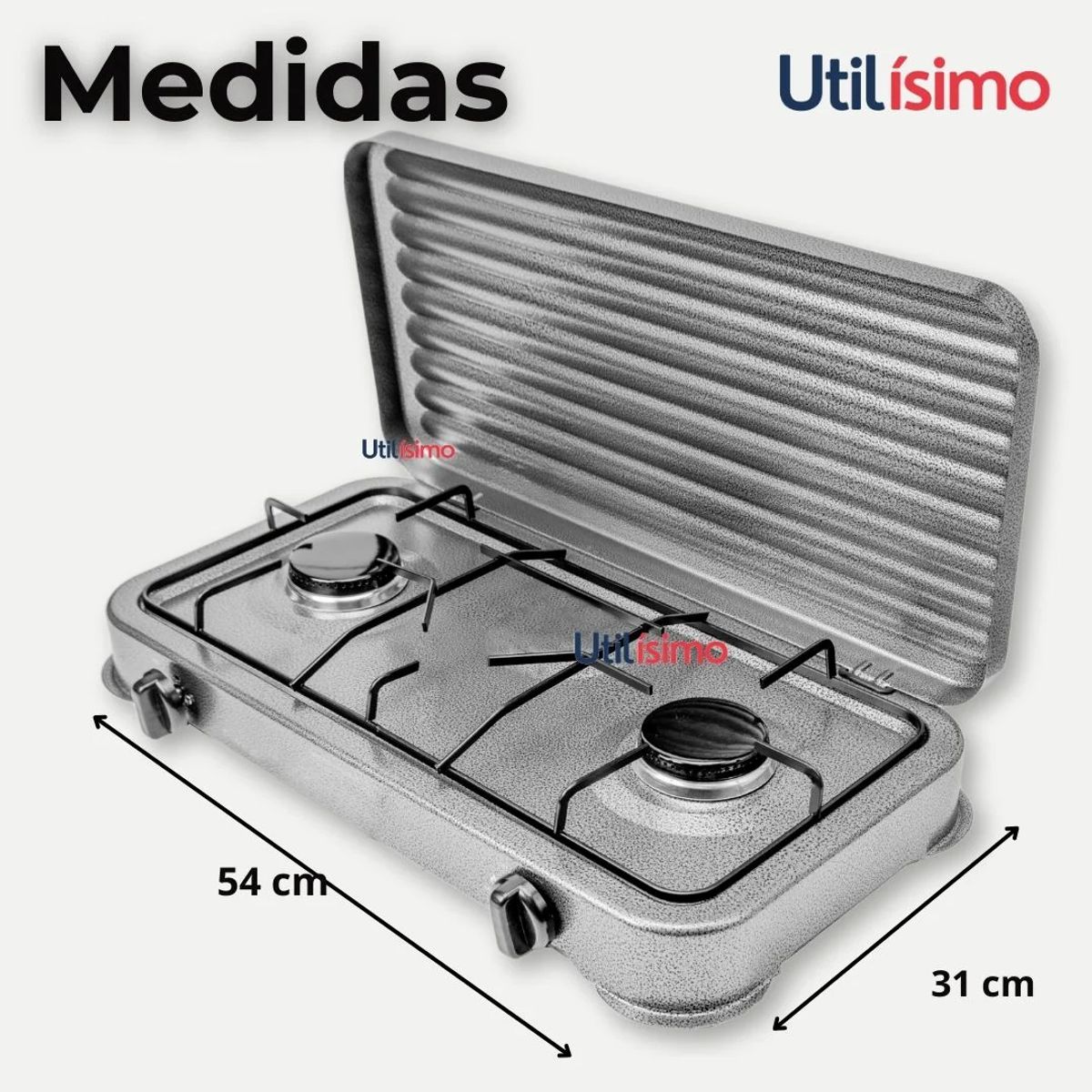 LINE - Cocina Encimera A Gas Licuado 2 Platos Cocinilla Gris