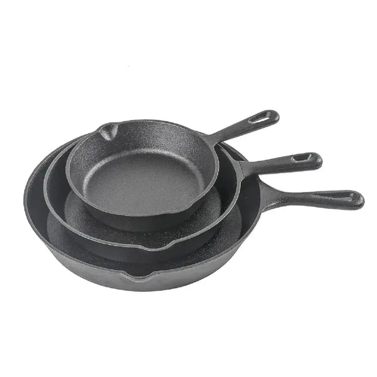 GENERICO - Set De 3 Sartenes De Hierro Fundido 16 20 Y 25cm Cocina