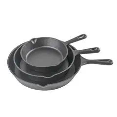 GENERICO - Set De 3 Sartenes De Hierro Fundido 16 20 Y 25cm Cocina