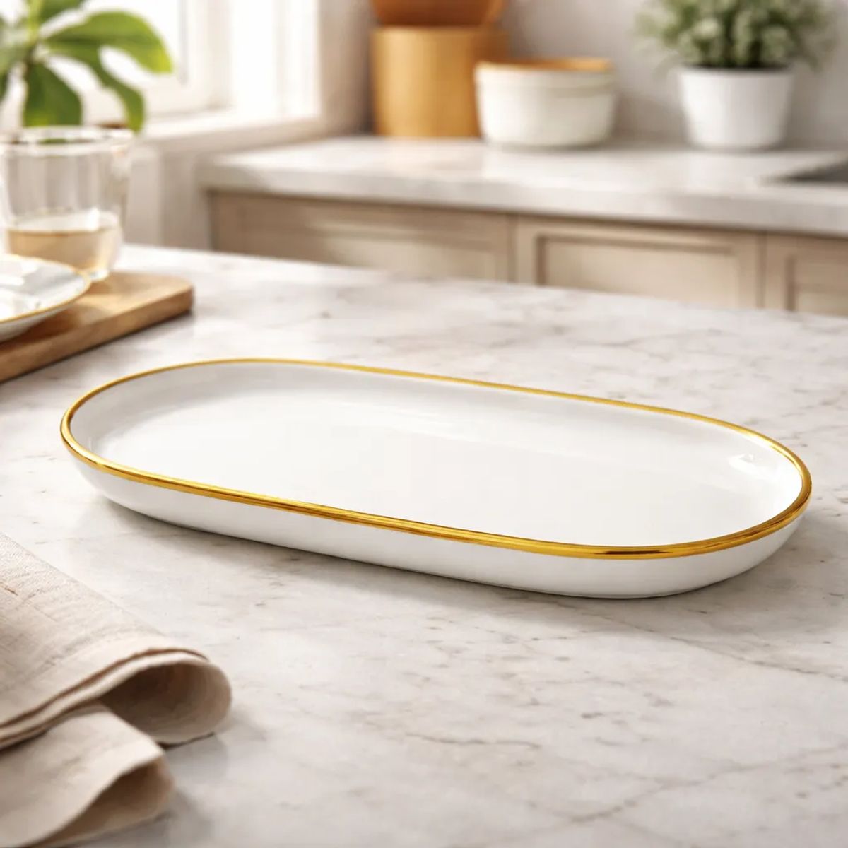 GENERICO - Bandeja De Ceramica Ovalada Loza Premium 30cm