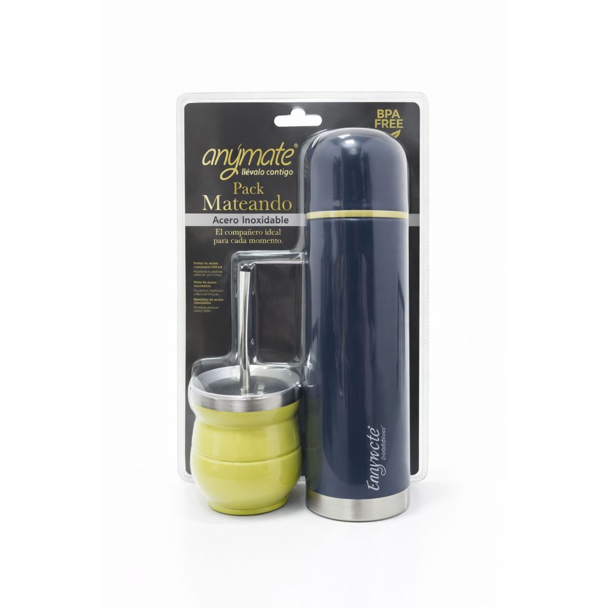 GENERICO - Pack Mate Con Bombilla + Termo Bala 500ml Anymate
