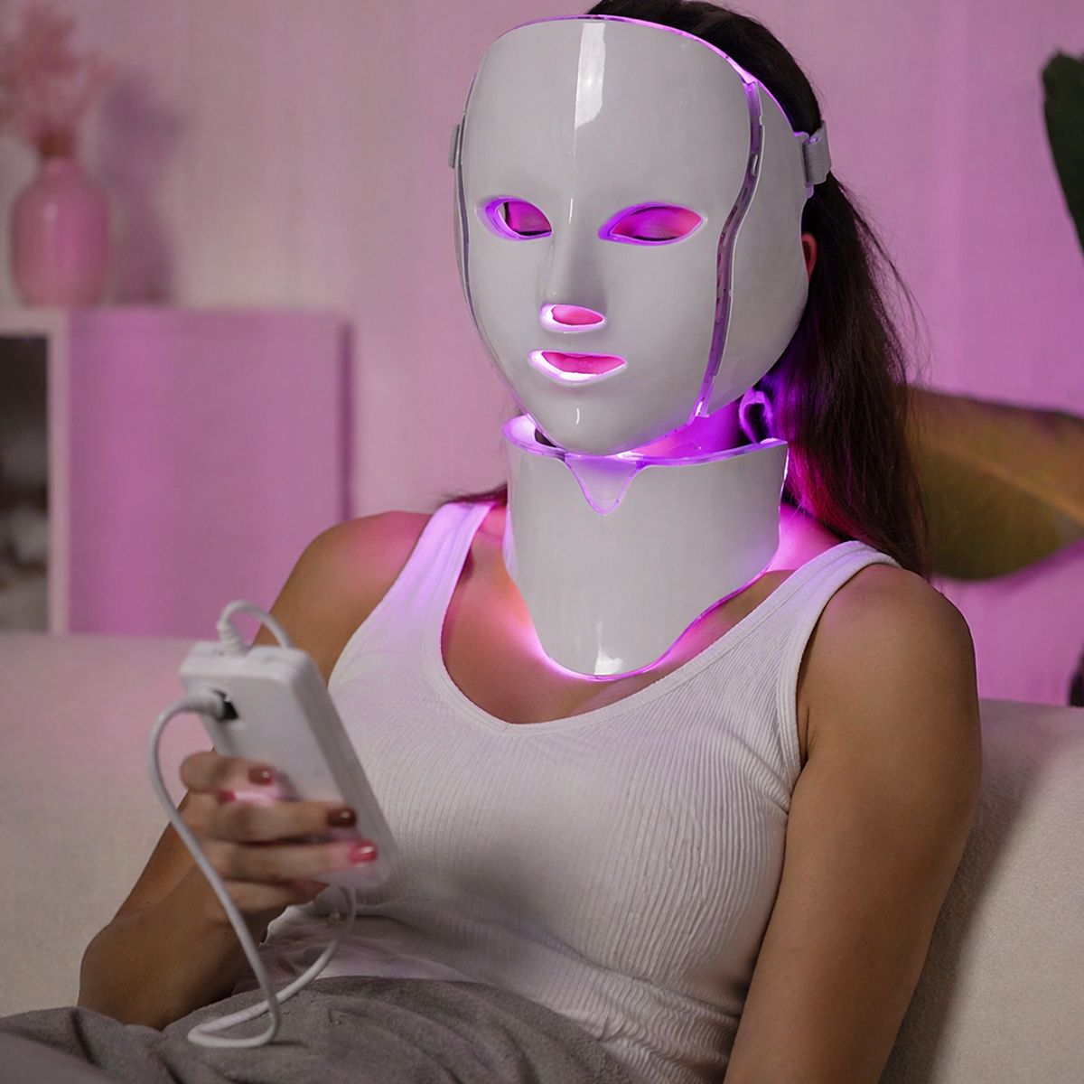 MOVI - Máscara LED Facial y Cuello 7 Colores – Rejuvenece tu Piel en Casa