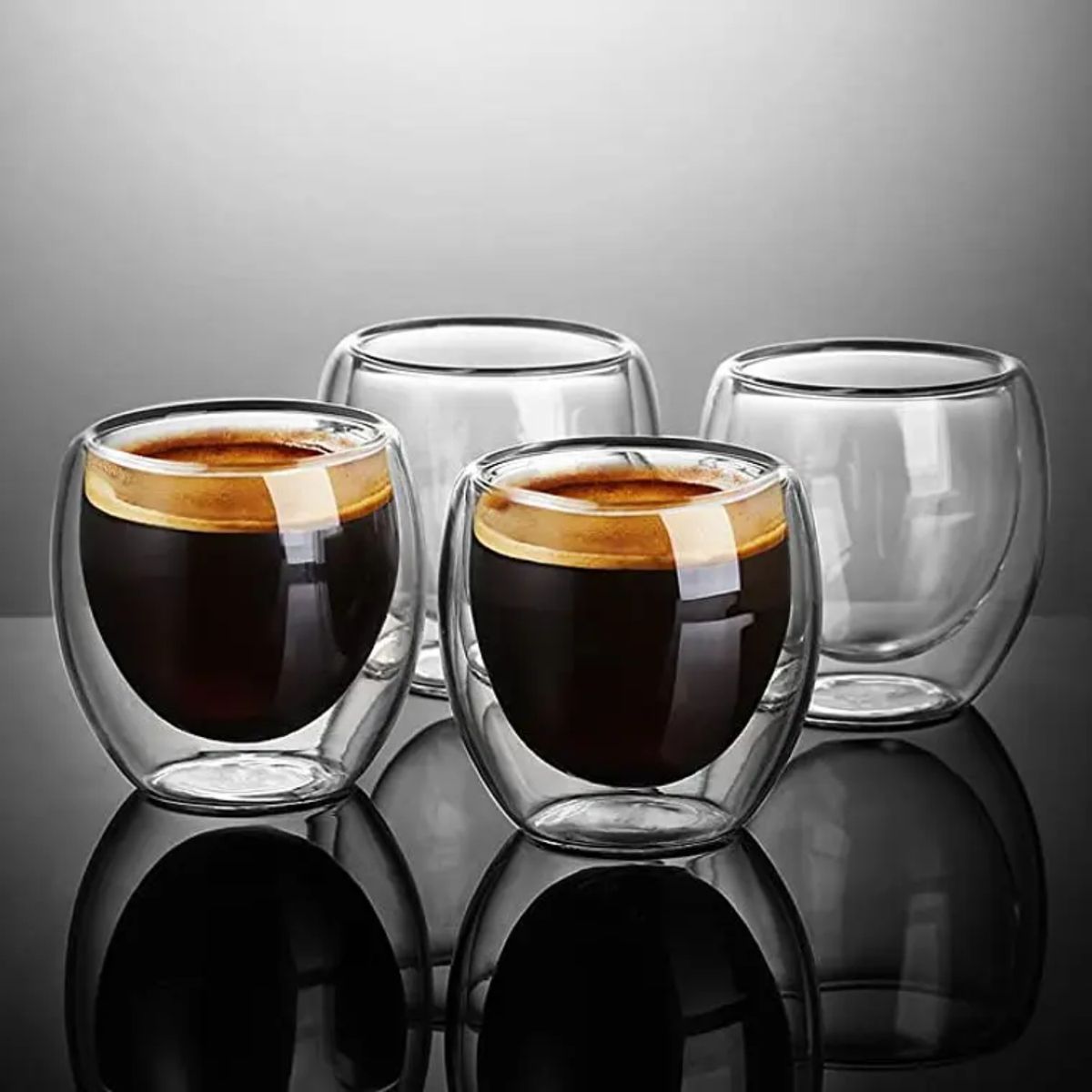 GENERICO - Pack 4 Tazas Doble Pared 250ml Frio, Caliente