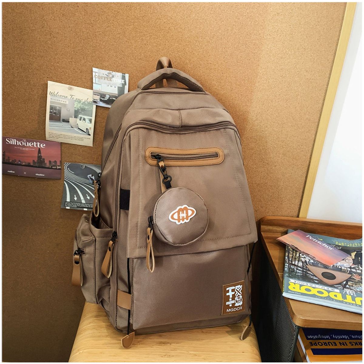 TIOZONEY - Mochila de gran capacidad-Marrón