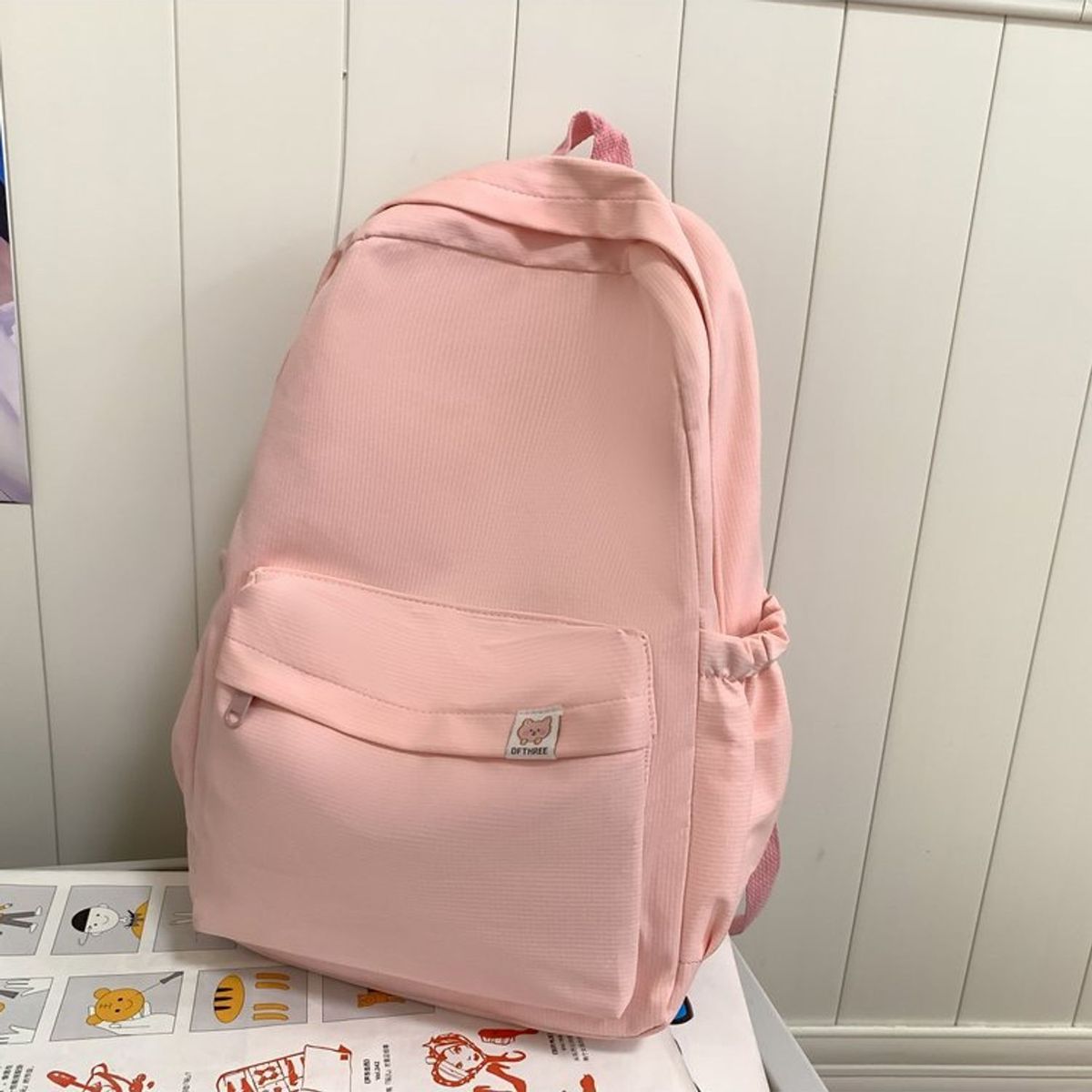 TIOZONEY - Mochila informal de color liso-Rosado
