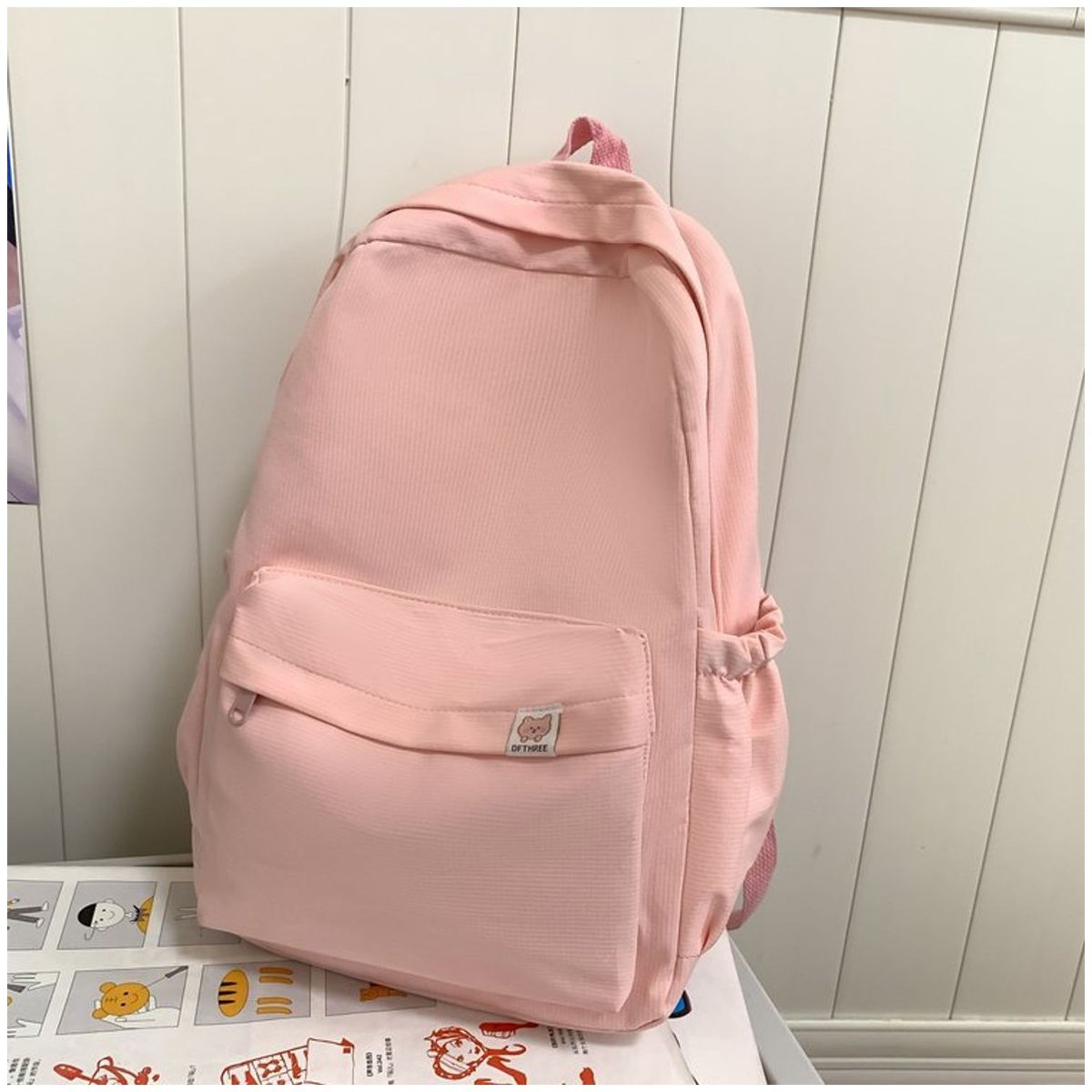 TIOZONEY - Mochila informal de color liso-Rosado