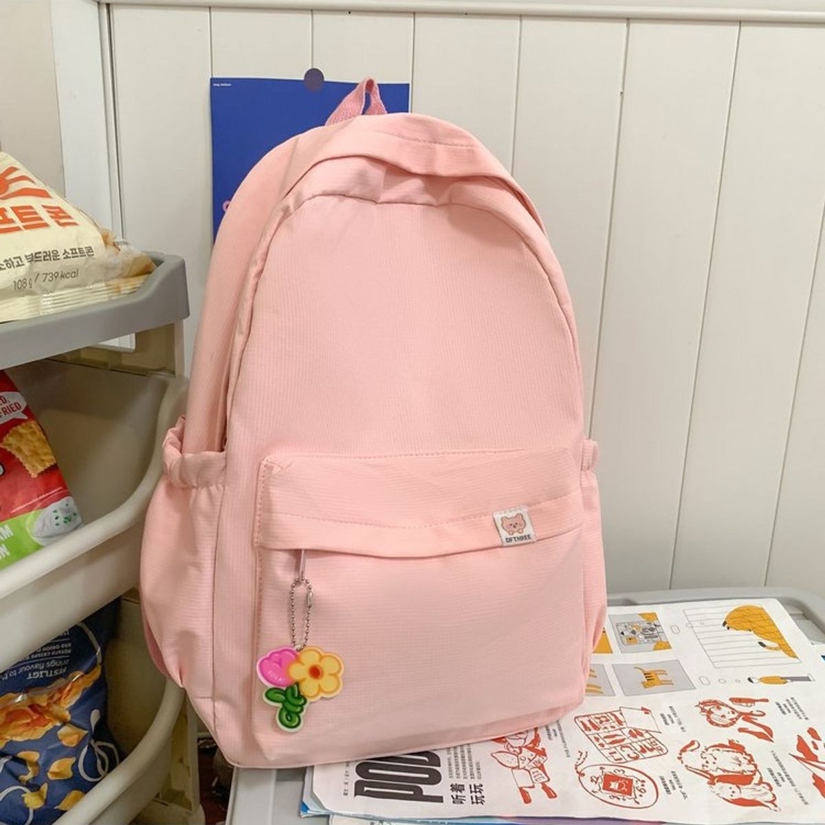TIOZONEY - Mochila informal de color liso-Rosado
