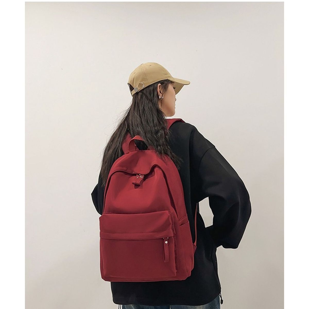 TIOZONEY - Mochila informal de color liso-Rojo