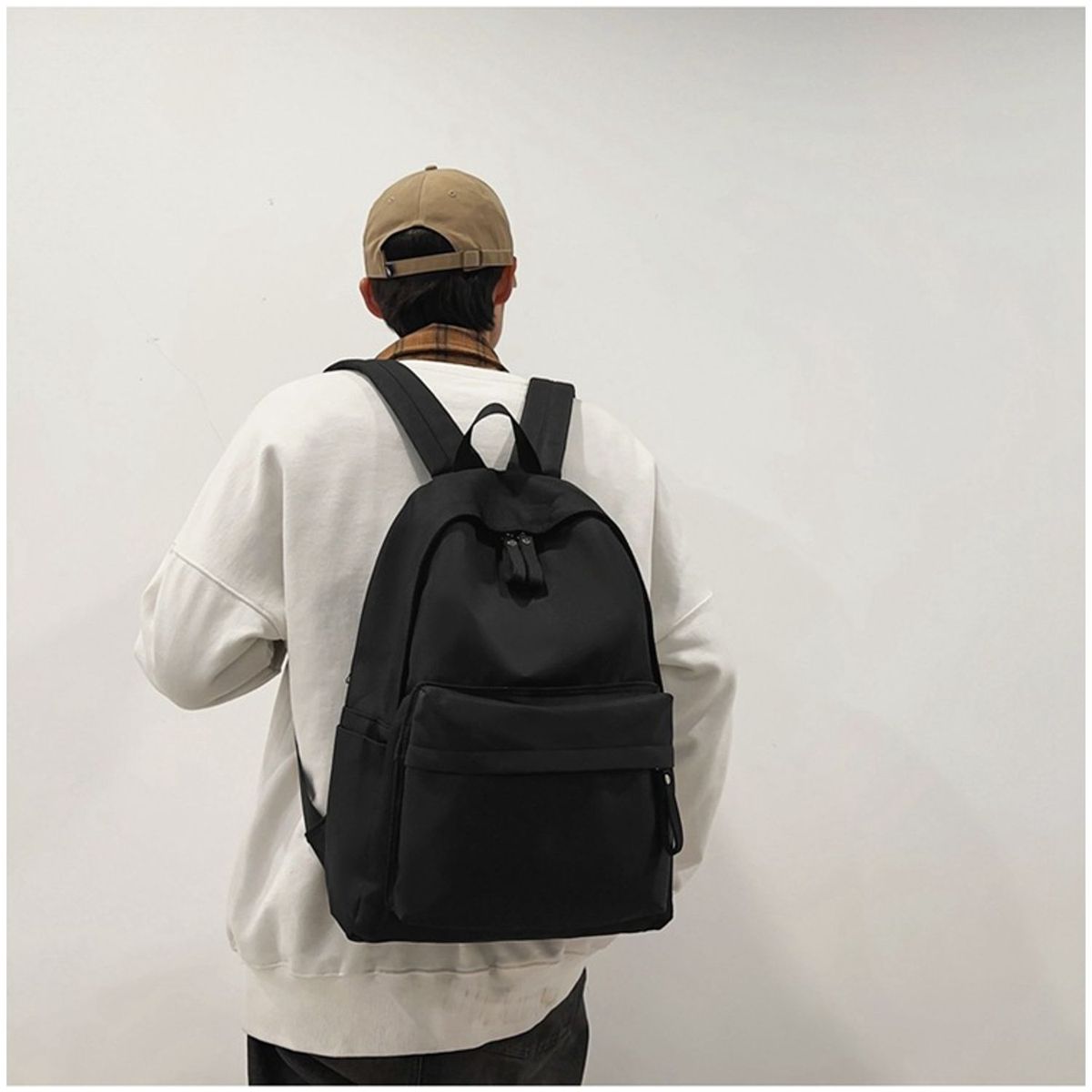 TIOZONEY - Mochila informal de color liso-Negro