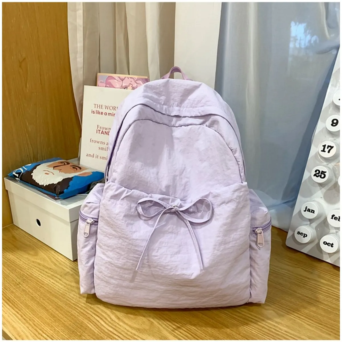 TIOZONEY - Mochila de nylon para mujer-Morado