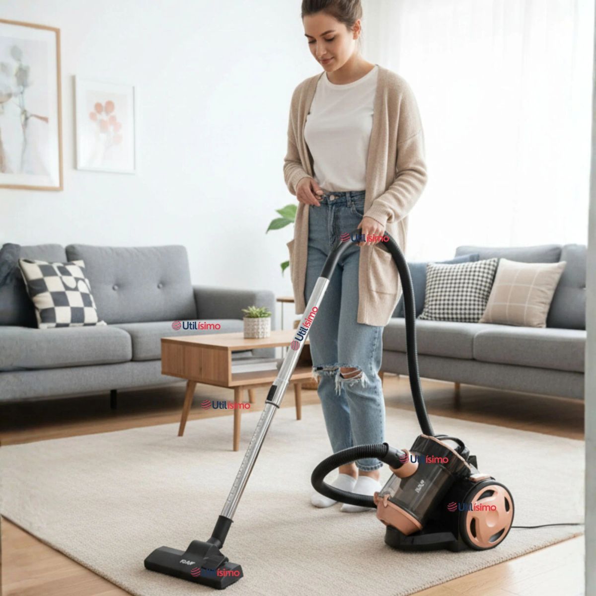 RAF - Aspiradora De Arrastre Alta Potencia De Succión 800w Sin Bolsa Ciclónica