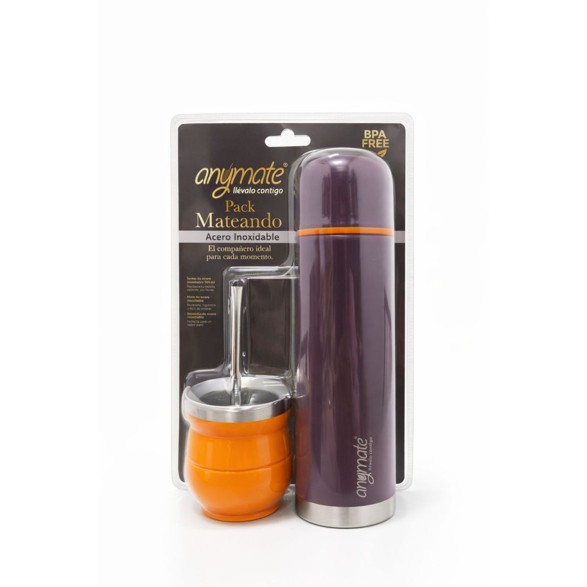 GENERICO - Pack Mate Con Bombilla + Termo Bala 500ml Anymate