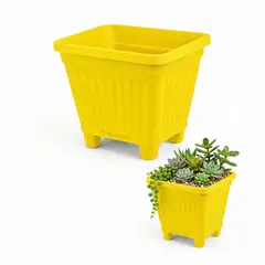 GENERICO - Macetero Plástico Cuadrado Amarillo 15 cm