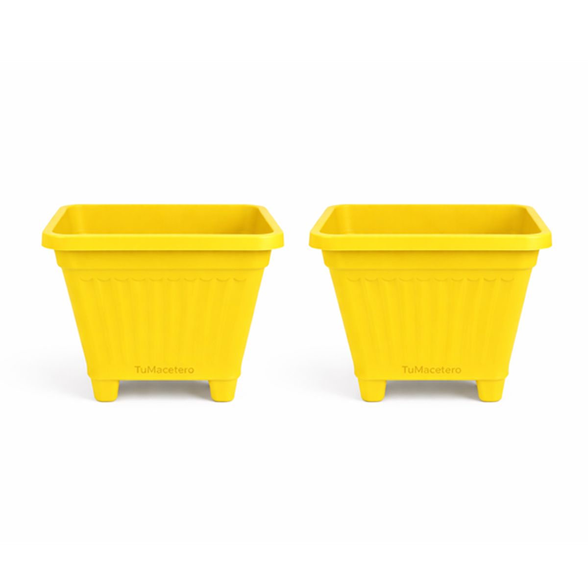 GENERICO - Pack 2 Maceteros Plástico Cuadrado Amarillo 15 cm