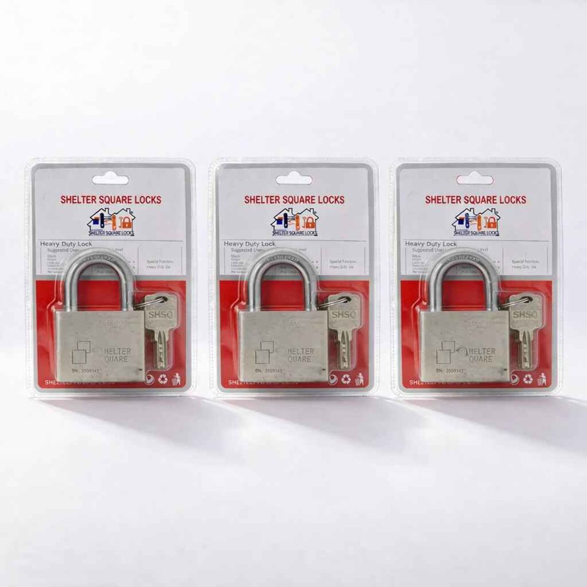 GENERICO - Pack x3 Candado De Seguridad 60mm Con 3 Llaves Alta Resistencia