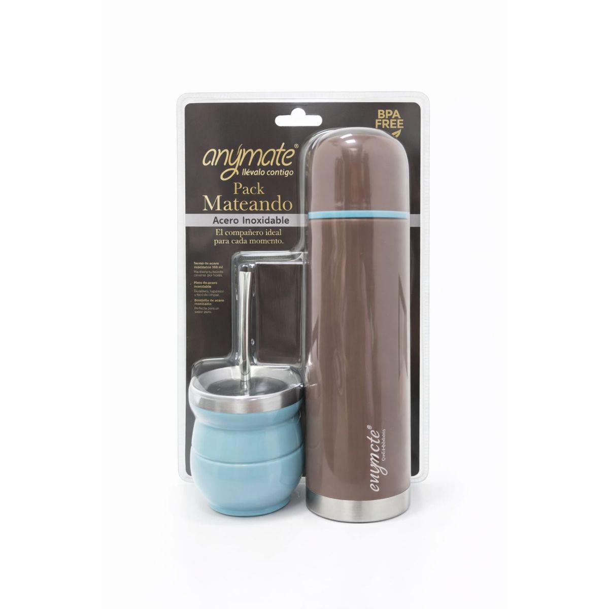 GENERICO - Pack Mate Con Bombilla + Termo Bala 500ml Anymate