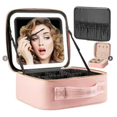 GENERICO - Maleta De Maquillaje Con Espejo Luz Led Organizador Cosmetiquero