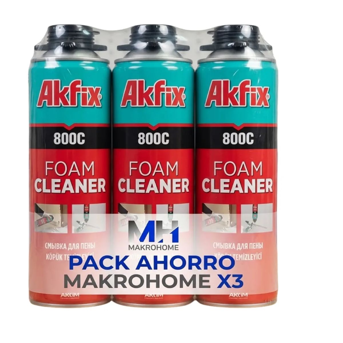 AKFIX - Pack X3 Limpiador Espuma Poliuretano Akfix 800c