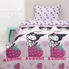 MASHINI - CUBRECAMA PLUMON REVERSIBLE KUROMI FRUTILLAS 1.5 PLAZAS