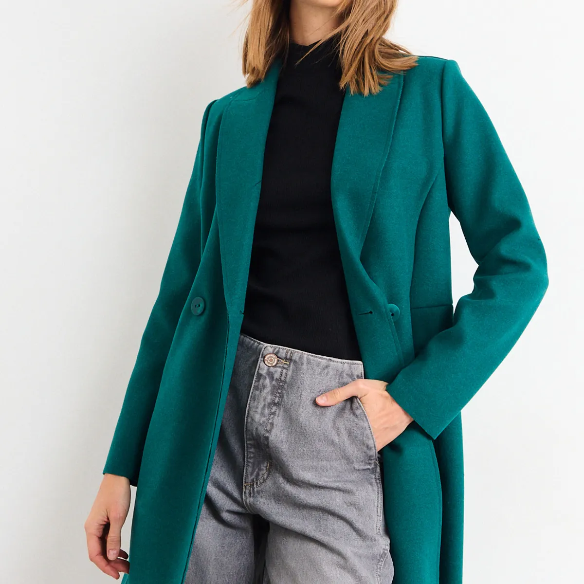 IO - Chaqueton Liso Mujer Verde Petróleo Io