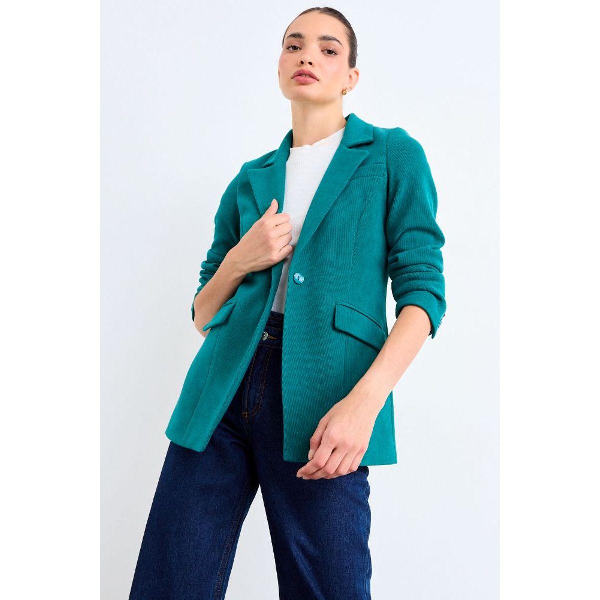 IO - Blazer Liso Mujer Turquesa Oscuro Io