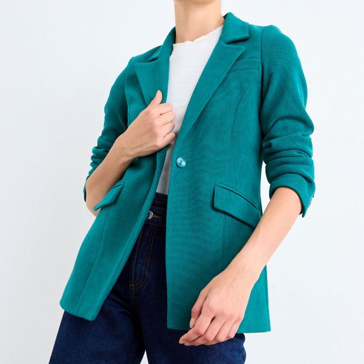 IO - Blazer Liso Mujer Turquesa Oscuro Io