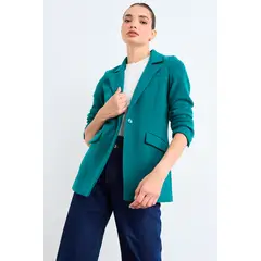 IO - Blazer Liso Mujer Turquesa Oscuro