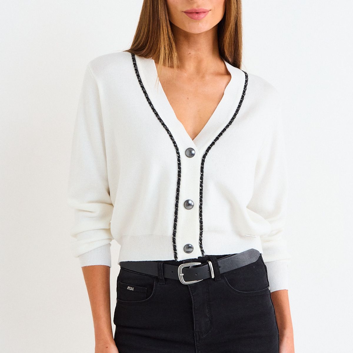 ASH - Cardigan Cadena Mujer Crudo Ash