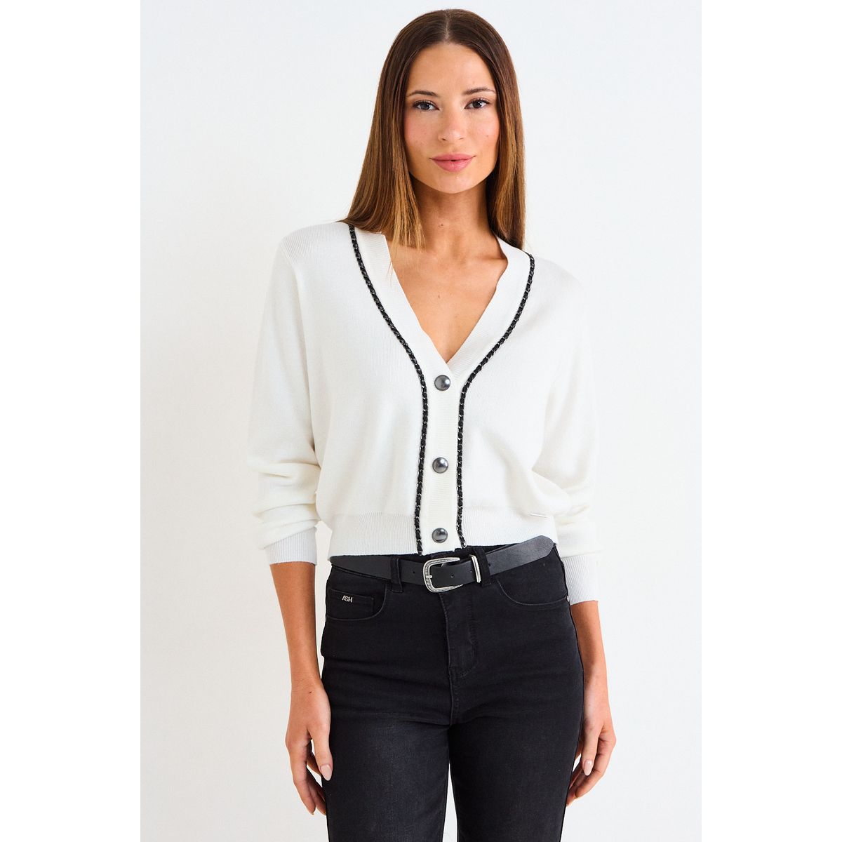 ASH - Cardigan Cadena Mujer Crudo Ash