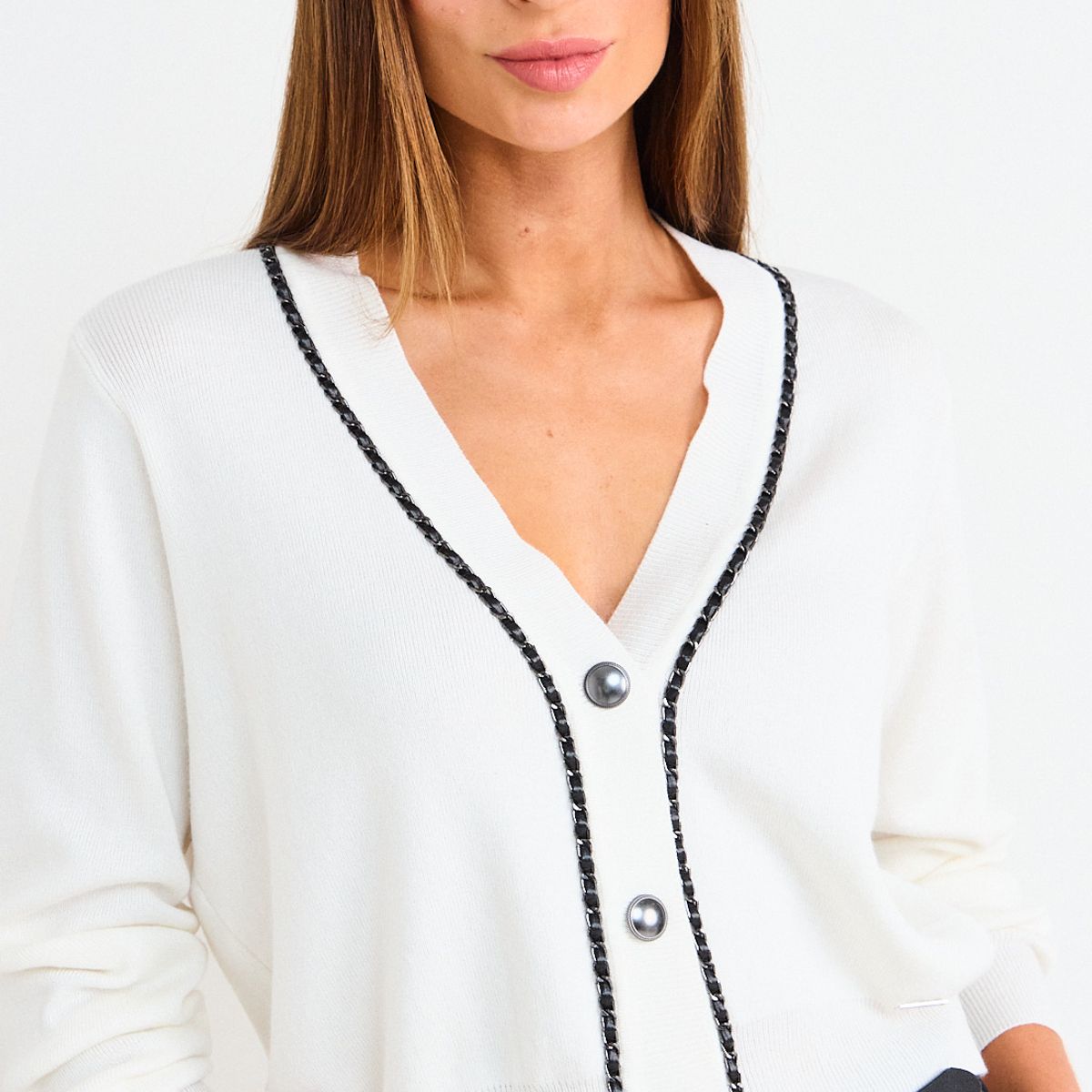 ASH - Cardigan Cadena Mujer Crudo Ash
