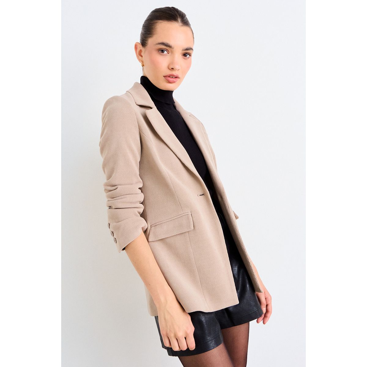 IO - Blazer Liso Mujer Beige Io