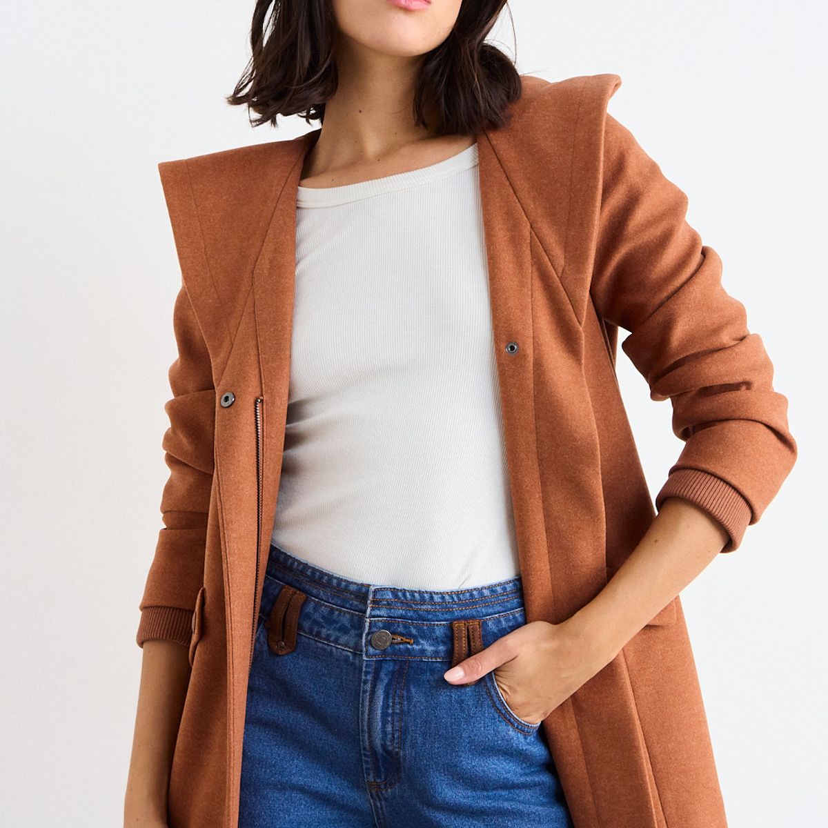 IO - Chaqueton  Liso Mujer Café Io