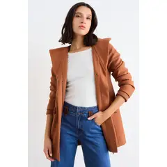 IO - Chaqueton Liso Mujer Café