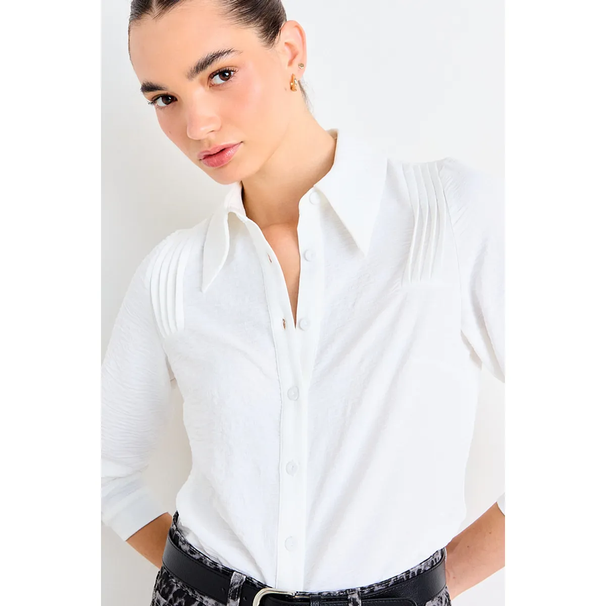 IO - Blusa Lisa Mujer Crudo Io