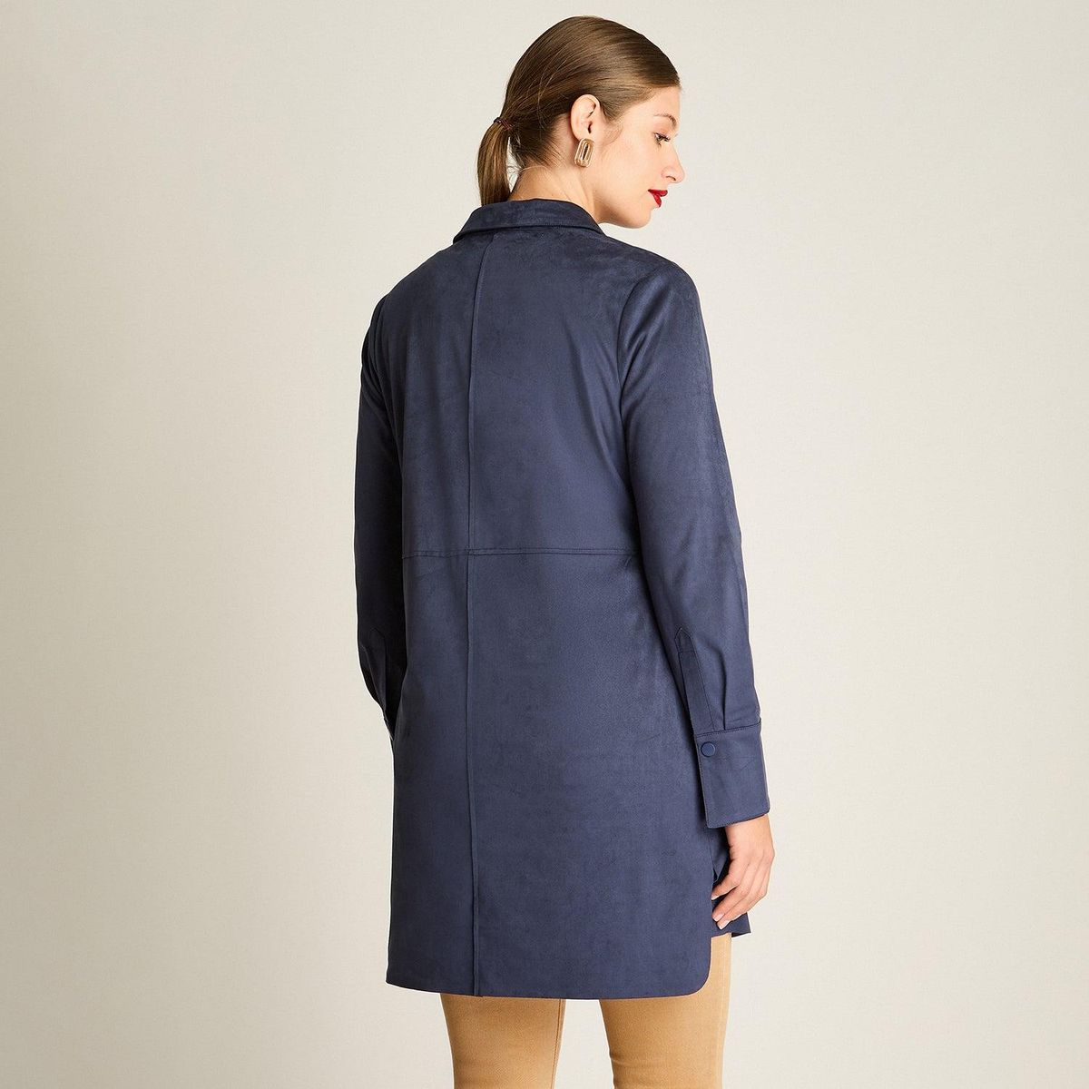 LORENZO DI PONTTI - Casaca Azul de Suede con Cortes Delanteros y Broches Metálicos