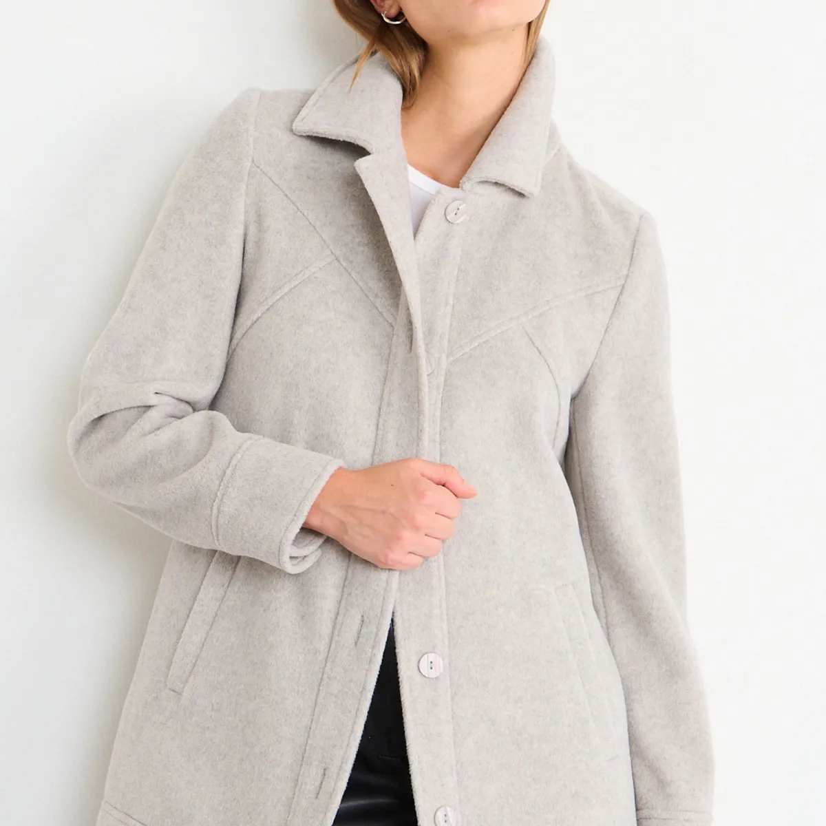 IO - Chaqueton Liso Mujer Gris Io