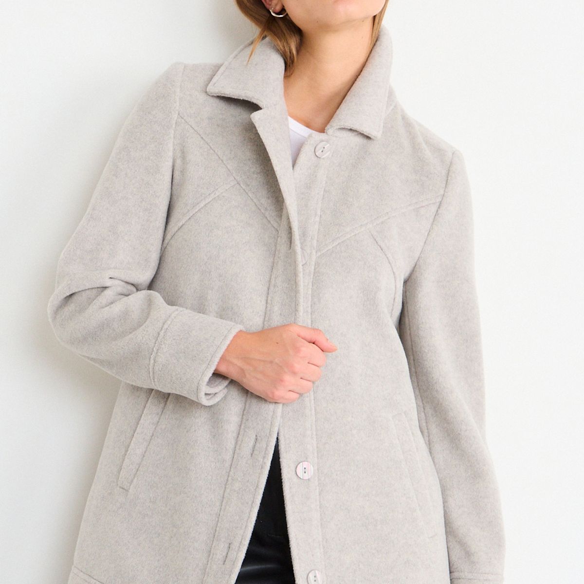 IO - Chaqueton Liso Mujer Gris Io