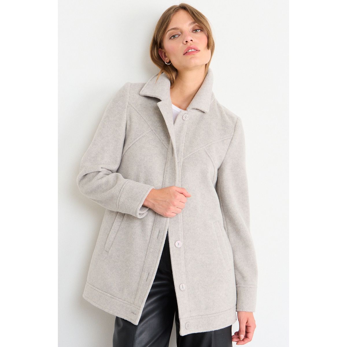 IO - Chaqueton Liso Mujer Gris Io
