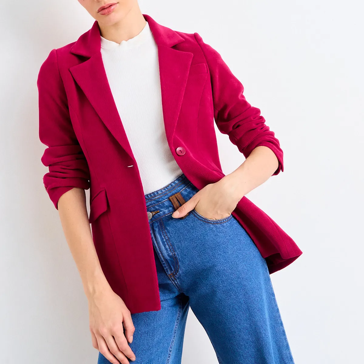 IO - Blazer Liso Mujer Burdeos Io