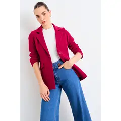 IO - Blazer Liso Mujer Burdeos