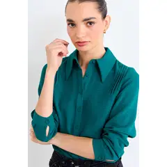 IO - Blusa Lisa Mujer Verde Petróleo