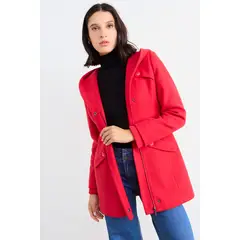 IO - Chaqueton Liso Mujer Rojo