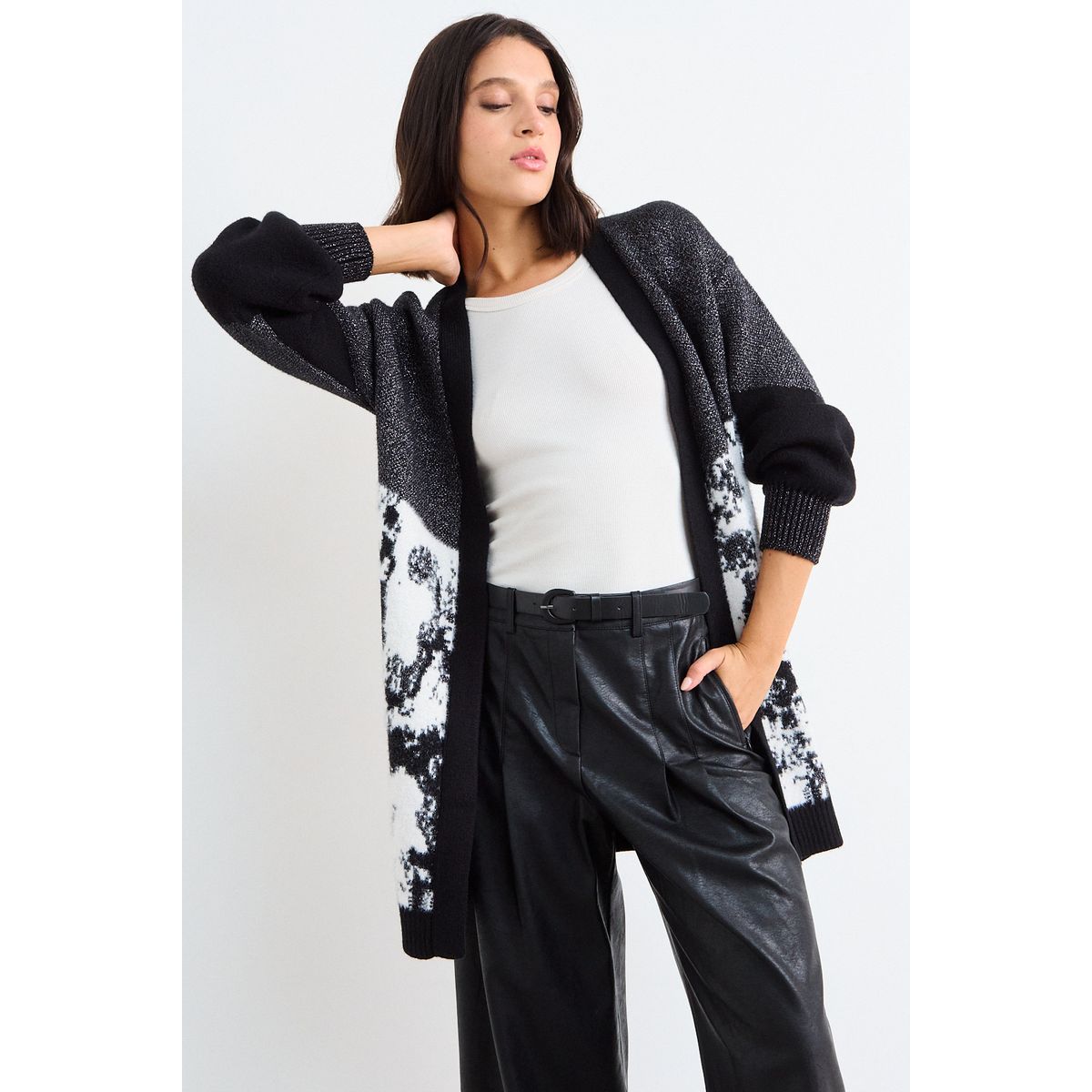 IO - Cardigan De Tope Mujer Negro Io