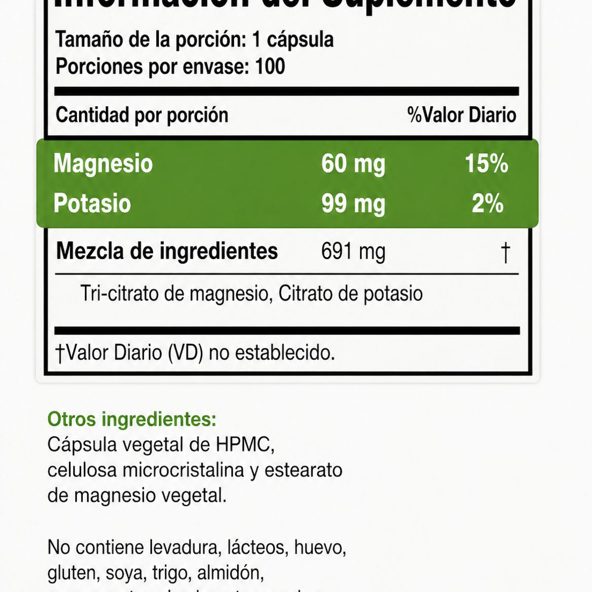 GENERICO - NaturalSlim MagicMag C Citrato de Magnesio y Potasio en Cápsulas, 100 cápsulas