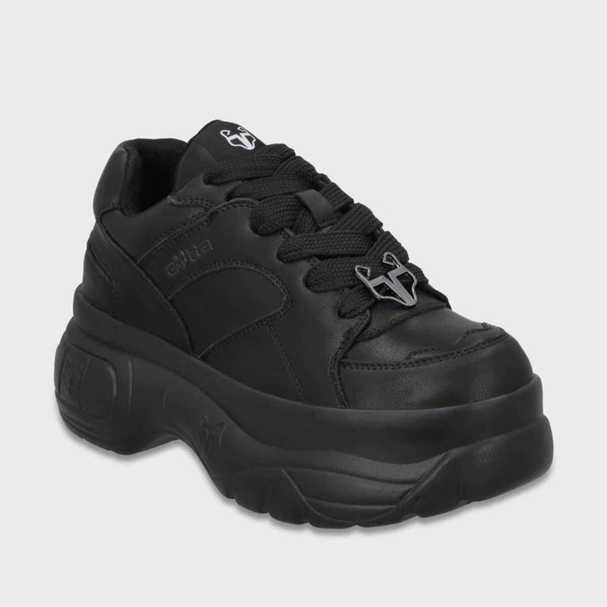 GOTTA - Zapatilla Plataforma Cuero Negra Mujer 9724A23